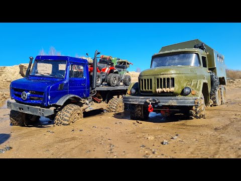 Видео: Советская техника НЕПОБЕДИМА! ... Сравнительный тест ЗИЛ 131 и UNIMOG 6x6 ... RC OFFroad