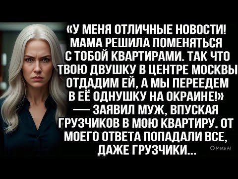 Видео: «Мама решила поменяться квартирами. Твою двушку отдадим ей и переедем в её однушку!» — заявил муж...