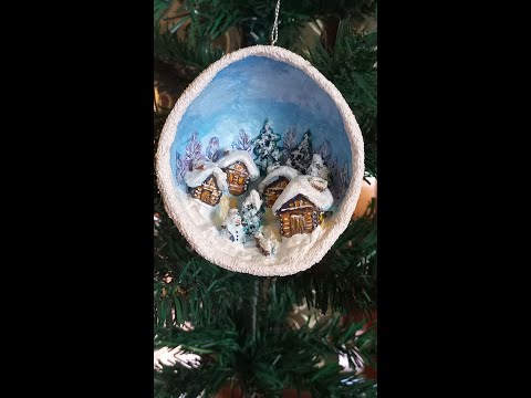 Видео: Новогодний шар из ваты. Часть 1. Создаём каркас.