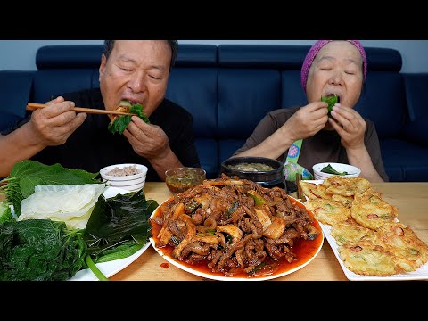 Видео: Утка Булгоги, Картофельные блины и Овощи - кулинарное шоу Мукбанг.
