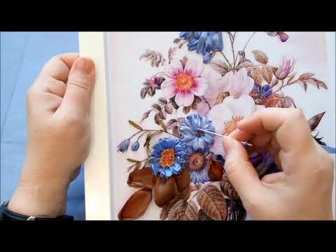 Видео: МК. Вышиваем принт с букетом. Часть 4. Астры 2.