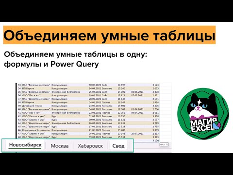 Видео: Объединяем умные таблицы в одну: формулы и Power Query