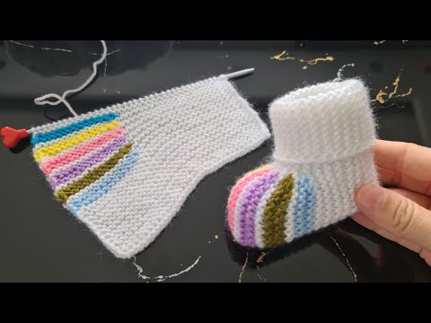Видео: Вязаные модели пинеток радуги (вязание детских носков)