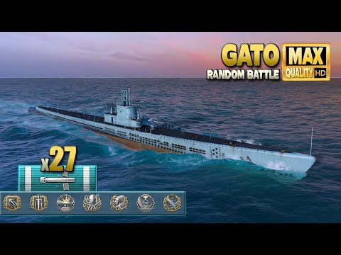Видео: Подводная лодка Gato с огромными 27 торпедными попаданиями - World of Warships