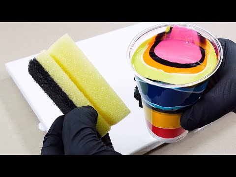 Видео: Жидкая роспись губкой по мотивам живописи Джея Ли