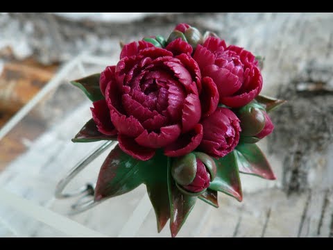 Видео: DIY* Браслет с пионом из полимерной глины. Видеоурок.