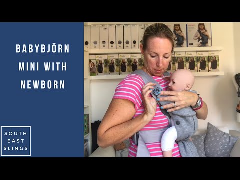 Видео: БэбиБьорн Мини с новорожденным