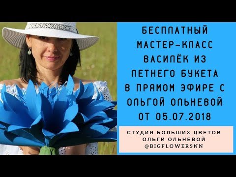 Видео: БЕСПЛАТНЫЙ МАСТЕР-КЛАСС "ВАСИЛЕК ИЗ ЛЕТНОГО БУКЕТА" В ПРЯМОМ ЭФИРЕ С ОЛЬГОЙ ОЛЬНЕВОЙ ОТ 05.07.2018