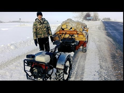 Видео: Зимой за дровами на мотоблоке МТЗ Беларус!!! In the winter for firewood on the motoblock MTZ Belarus