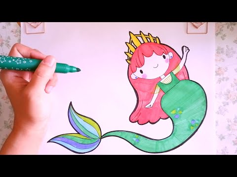 Видео: Как нарисовать РУСАЛОЧКУ легко и просто поэтапно для детей | Няня Уля