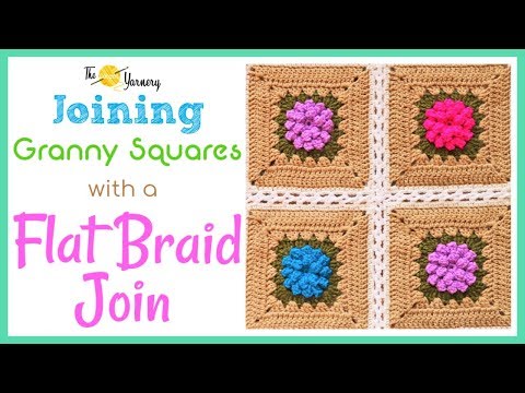Видео: Соединение бабушкиных квадратов с помощью плоской косы | Секретная пряжа