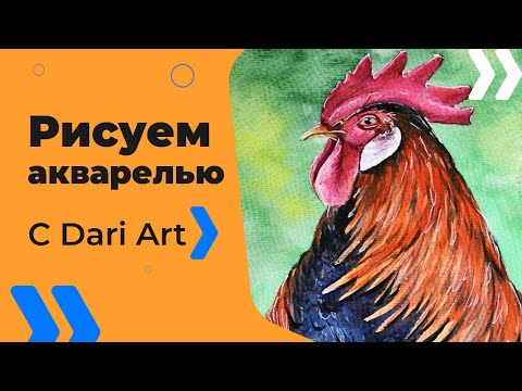Видео: Как нарисовать петуха акварелью! #Dari_Art