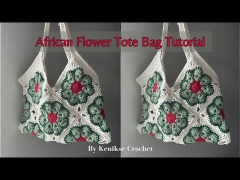 Видео: Вязание крючком сумки-тоут в стиле «бабушкин квадрат» в стиле африканских цветов. Урок по вязанию...