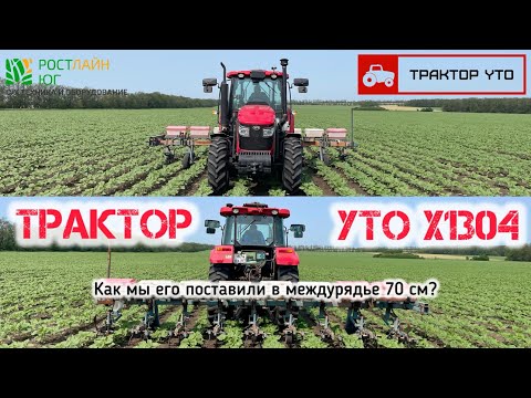 Видео: Междурядная культивация подсолнечника на тракторе YTO X 1304