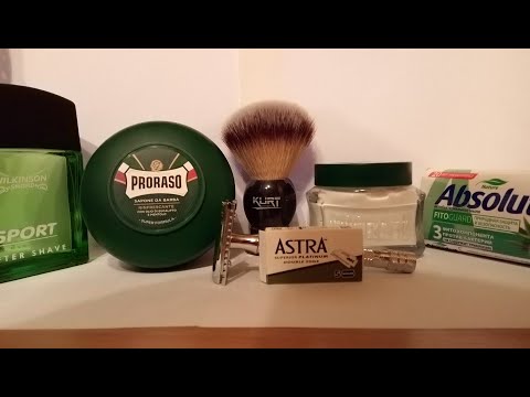 Видео: Зеленое бритьё. MERKUR 23C, ASTRA, KURT, PRORASO, PRORASO, WILKINSON SPORT, ABSOLUT.