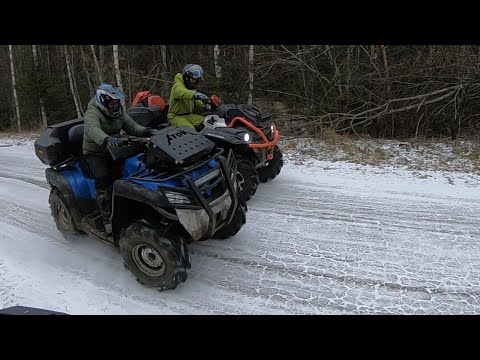 Видео: Cf Moto против BRP XMR, первый снег,замёрзший пруд! #квадроцикл #покатушка #brp