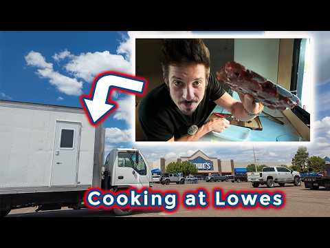 Видео: Приготовление говядины и установка сантехники на парковке LOWE'S в Шоу Лоу, Аризона