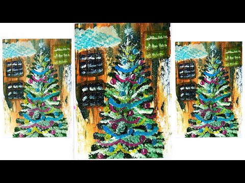 Видео: Как нарисовать елку. Рисуем новогоднюю елку легко. Рисуем новогоднюю открытку.