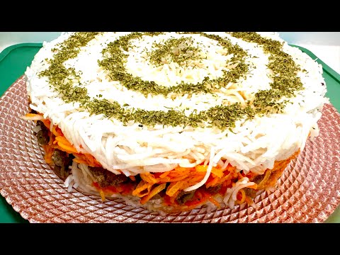 Видео: Сочный слоеный салат с говяжьей печенью-оригинальный и вкусный!