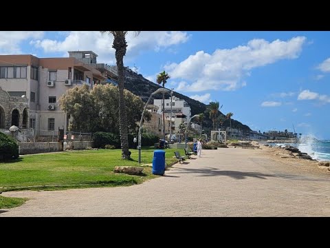 Видео: Чудесный район Бат Галим в Хайфе.Прекрасная набережная.Море и пляж.