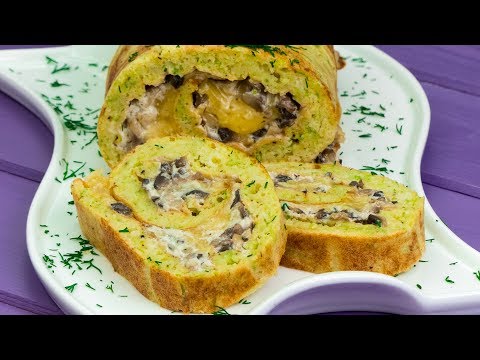 Видео: Вкусная и полезная закуска - кабачковый рулет с грибами! | Appetitno.TV