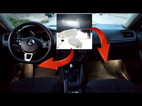 Видео: Установка подсветки пространства для ног, в штатные места VW Jetta 6, США (активация без компьютера)