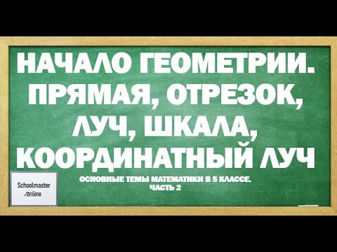 Видео: Прямая, отрезок, луч, шкала, координатный луч