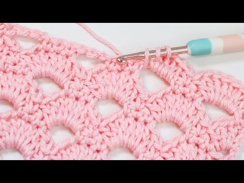 Видео: Вязание крючком для левой руки: аркадный стежок – простой обметочный стежок