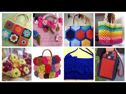 Видео: Красивые и потрясающие модели сумок, связанных крючком для девочек | Вязаные крючком кошельки