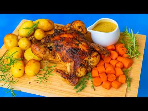 Видео: Рецепт жареной курицы целиком с картофелем, морковью и соусом из цуккини