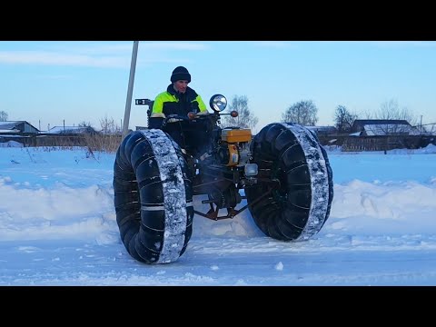 Видео: Трёхколёсный пневмоход: передний привод