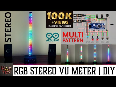 Видео: Самодельный RGB-стерео-измеритель уровня громкости | Многоцветный с узорами | Arduino Nano и WS28...
