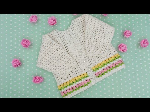 Видео: Ажурная детская кофточка вязаная крючком/crochet baby blouse/gehäkelte babybluse