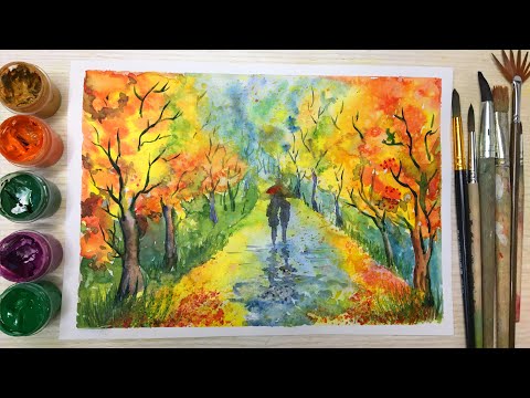 Видео: Двое и Осень. Рисуем акварелью