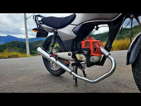 Видео: мотоцикл с двигателем BRUSH CUTTER