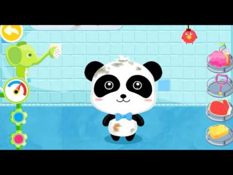Видео: мультики для малышей Сборник уход за пандой Кики Малыш Панда, купаем Кики,  еда для животных