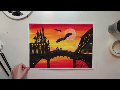 Видео: Рисуем с детьми гуашью. Хеллоуин. Первая часть.