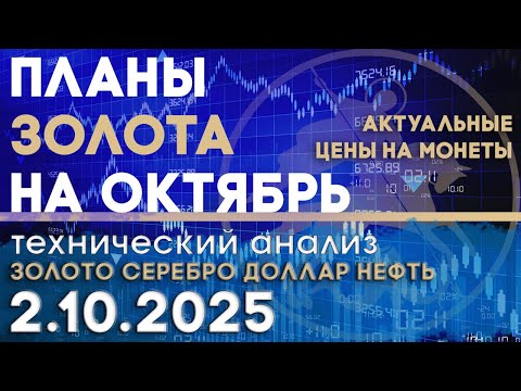 Видео: Ситуация в США влияет на рост цены золота. Анализ рынка золота, серебра, нефти, доллара 2.10.2025 г