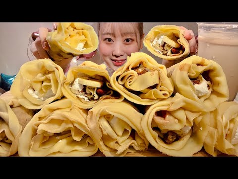 Видео: ASMR Блины со сливками Crepes【русские субтитры】【Mukbang/ Eating Sounds】