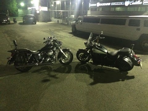 Видео: Вечерний battle Honda Shadow 750 ACE vs Kawasaki Vulcan 900!!!