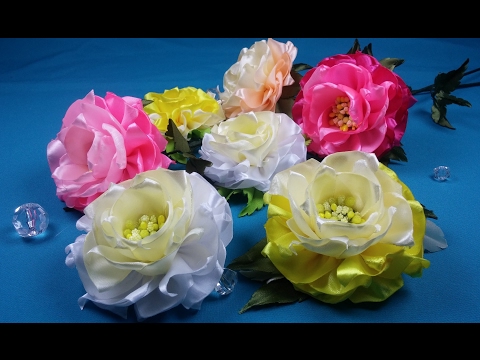 Видео: Easy ribbon flowers/Simples flores de las cintas/Простой цветок из лент