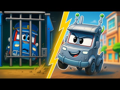 Видео: Супер Полицейският камион е в затвора заради злия Робот Близнак!