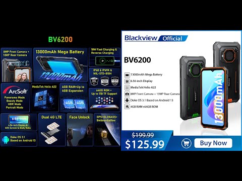 Видео: Обзор "громкой бюджетки" BV6200 (Blackview) в броне и с защитой от воды.
