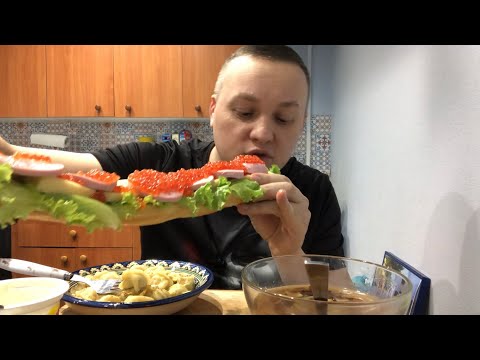 Видео: Пельмеши с бурурбродом |истории| МУКБАНГ mukbang eating
