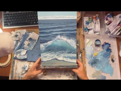 Видео: РЕАЛИСТИЧНАЯ МОРСКАЯ ВОЛНА МАСЛОМ | Как нарисовать море | OIL PAINTING WATER TIME LAPSE