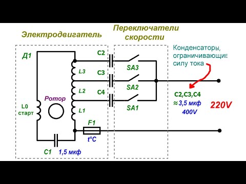 Видео: Как можно уменьшить скорость вращения бытового вентилятора простым способом с помощью конденсатора