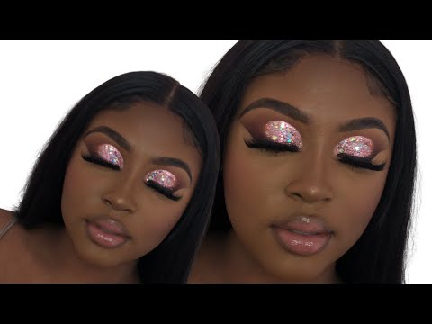 Видео: Блестящий сгиб розового шампанского | Как сделать: Нежный розовый нейтральный блестящий гламур