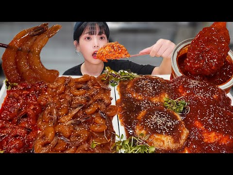 Видео: Всего я съела 3 кг краба и креветок🦀Soy Sauce Marinated Crabs&shrimp eating show mukbang