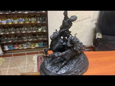 Видео: Чугунная кабинетная композиция Джигитовка лезгин. Автор Лансере