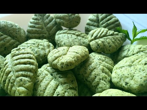 Видео: Мятное печенье из мяты, Зеленая выпечка. Печенье с мяты простая мятная выпечка